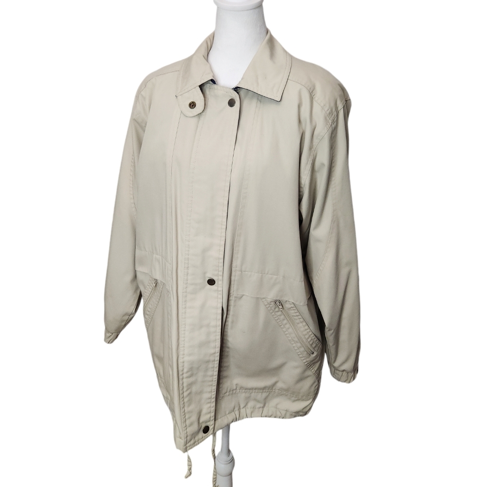 Towne From London Fog Light Khaki Zip In Liner Car Coat Wind Breaker ‎ Size Med